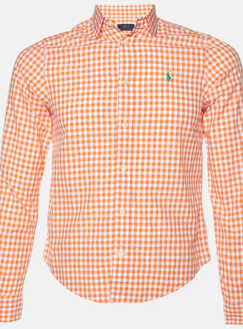 Polo Ralph Lauren Orange Gingham Check Cotton Long Sleeve Shirt S