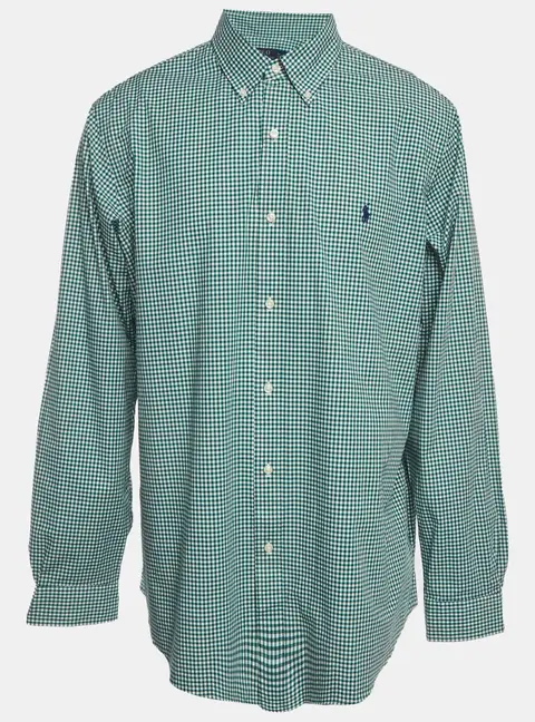 Polo Ralph Lauren Green Check Print Stretch Cotton Shirt XXL