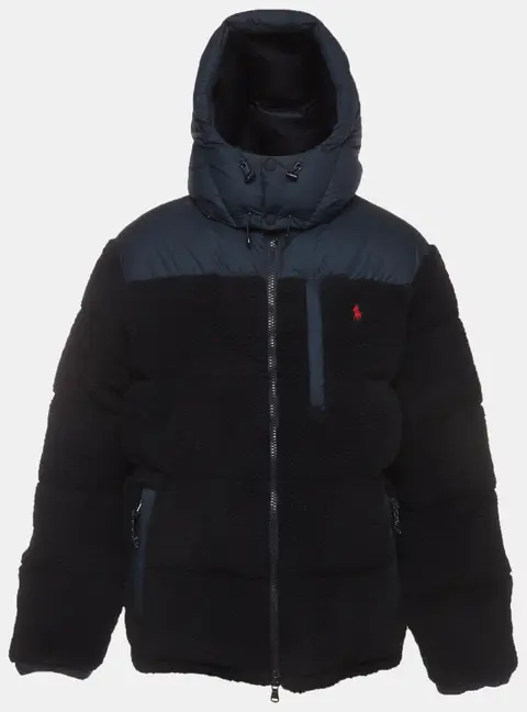 Polo Ralph Lauren Navy Blue Synthetic and Faux Fur Puffer Jacket XXL