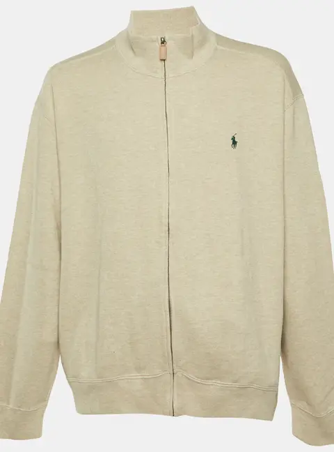 Polo Ralph Lauren Beige Cotton Knit Zip Front Jacket 2XL