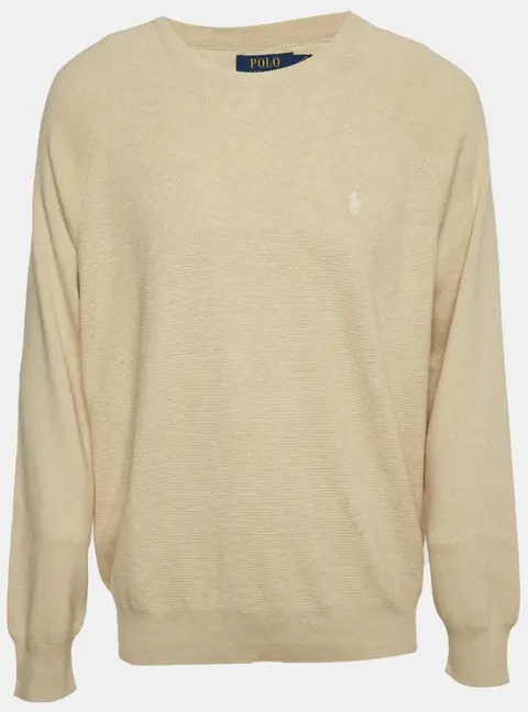 Polo Ralph Lauren Beige Cotton Knit Crewneck Sweater XL