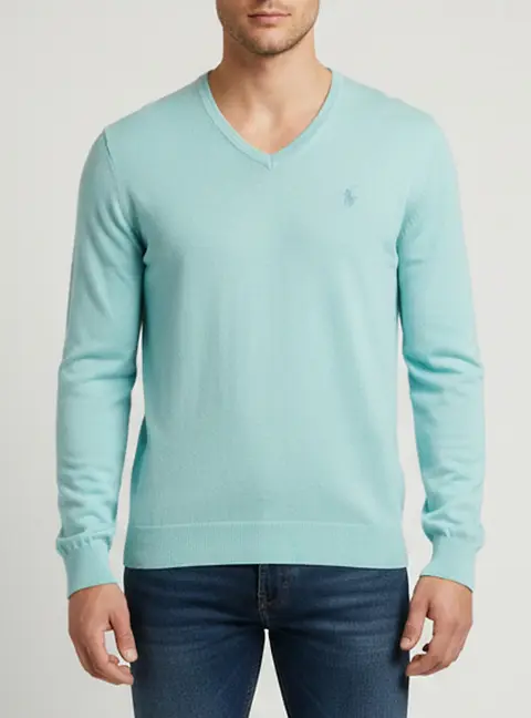 Polo Ralph Lauren Turquoise Logo Embroidered Knit Pullover S