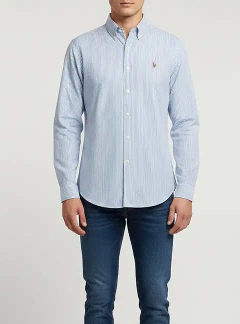 Polo Ralph Lauren Blue/White Striped Cotton Slim Fit Shirt M