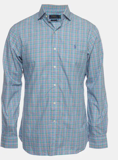 Polo Ralph Lauren Blue Plaid Print Poplin Button Down Shirt M