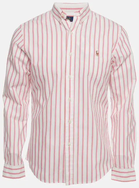 Polo Ralph Lauren White / Pink Stripe Button Down T-Shirt M