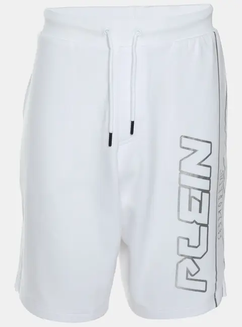 Plein Sport White/Silver Jersey Logo Print Shorts L
