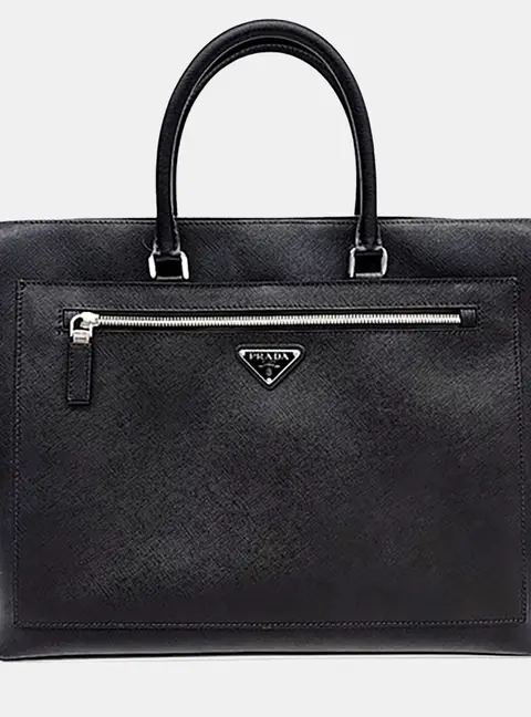 Prada Black Saffiano Leather Top Handle Bag