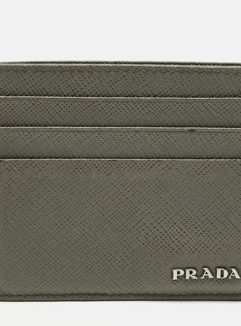 Prada Grey/Blue Saffiano Leather Card Holder