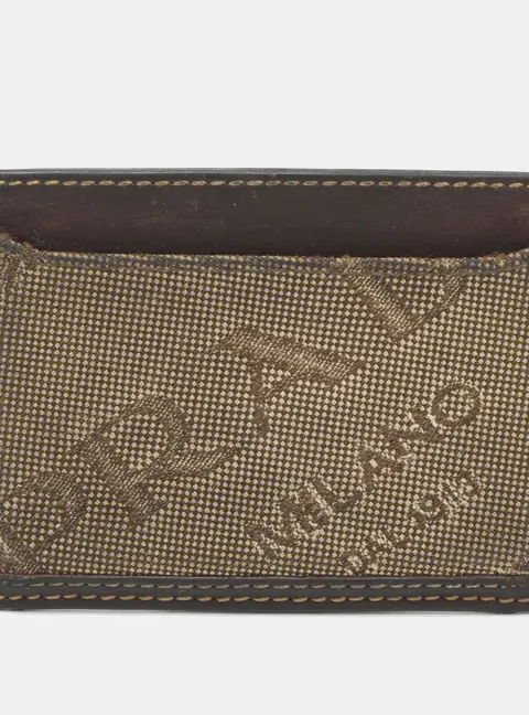 Prada Brown/Brown Canvas and Leather Card Holder