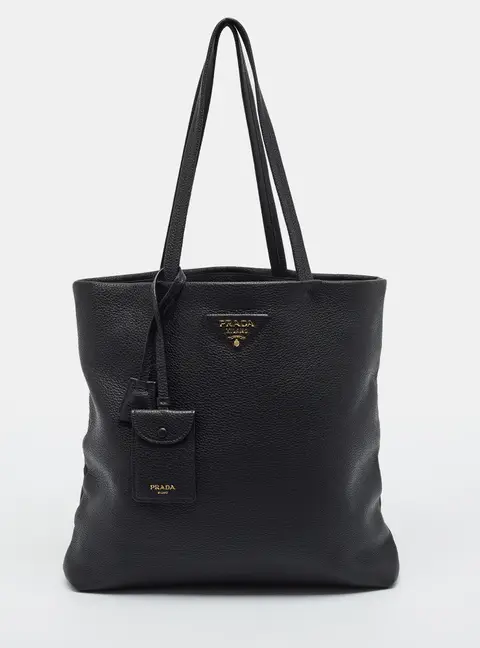 Prada Black Vitello Leather Tote