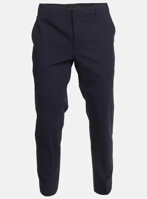 Prada Navy Blue Wool Blend Straight Leg Trousers L
