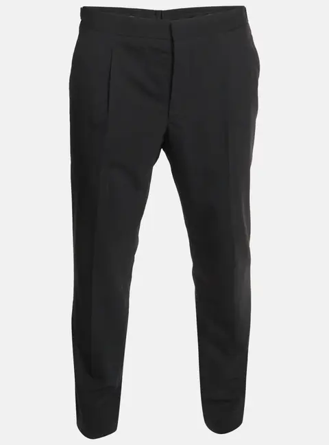 Prada Black Wool Straight Fit Button-Up Trousers XL