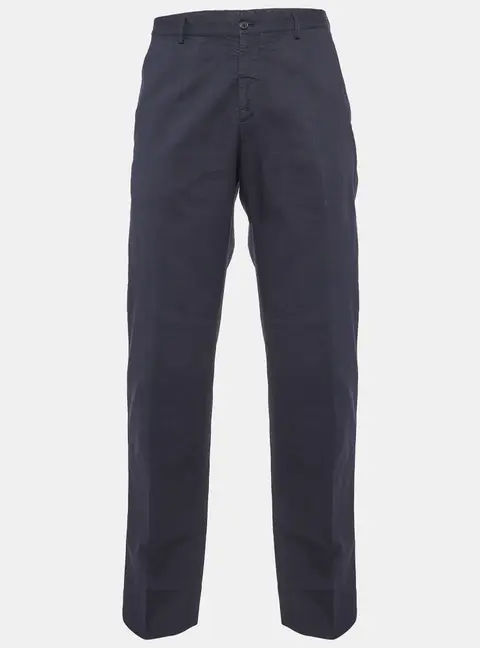 Prada Navy Blue Stripe Pattern Cotton Regular Fit Pants XL