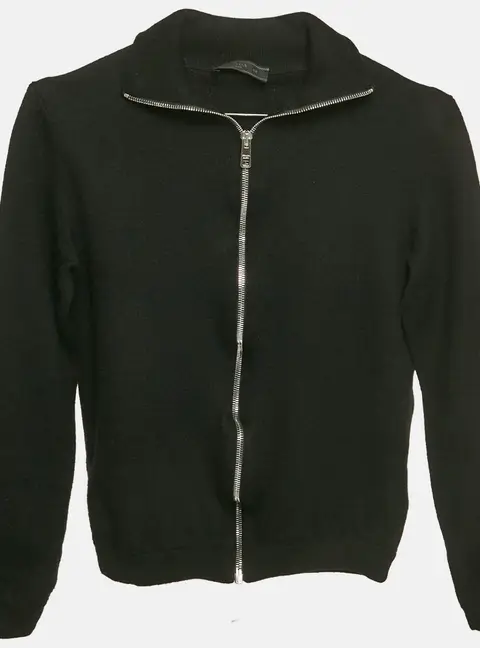 Prada Black Wool Zip-Up Jacket M