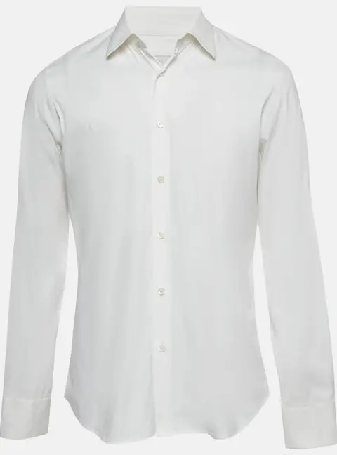 Prada White Cotton Long Sleeve Shirt L