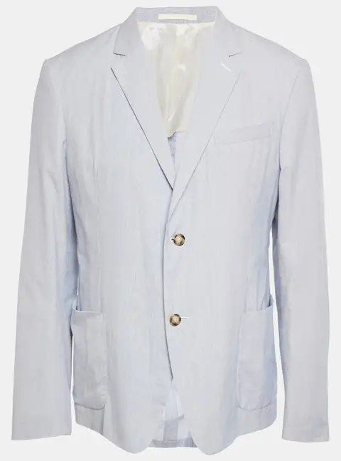 Prada Blue Striped Cotton Single Breasted Blazer XXL