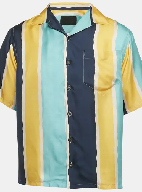 Prada Multicolor Striped Silk Bowling Shirt S