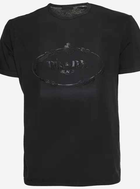 Prada Black Logo Graphic Jersey Knit T-Shirt L