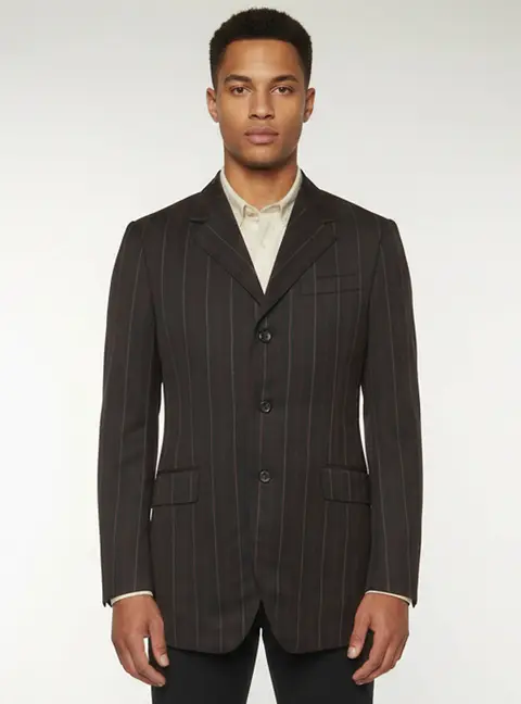 Prada Vintage Black Pinstripe Wool Single Breasted Blazer S