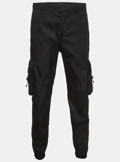Prada Black Re-Nylon Triangle Logo Patch Jogger Pants M