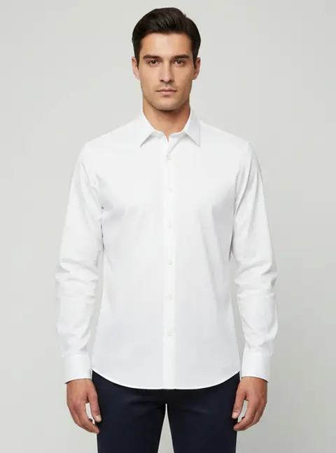 Prada Off White Stretch Poplin Slim Fit Shirt XL