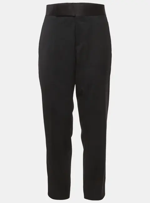 Prada Black Gabardine and Satin Straight Fit Tailored Trousers M