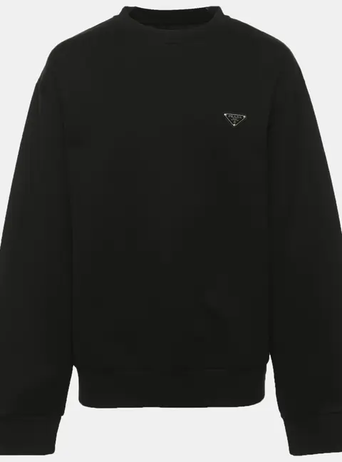 Prada Black Jersey and Nylon Triangle Re-Nylon Sweater S