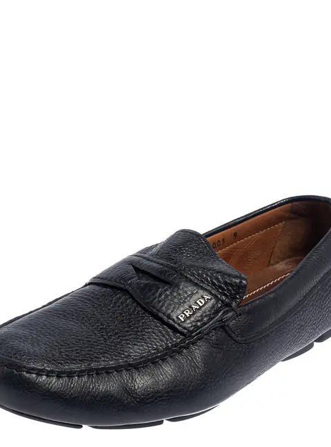 Prada Blue Leather Penny Slip On Loafers Size 43