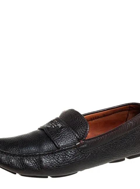Prada Dark Brown Leather Slip On Loafers Size 41