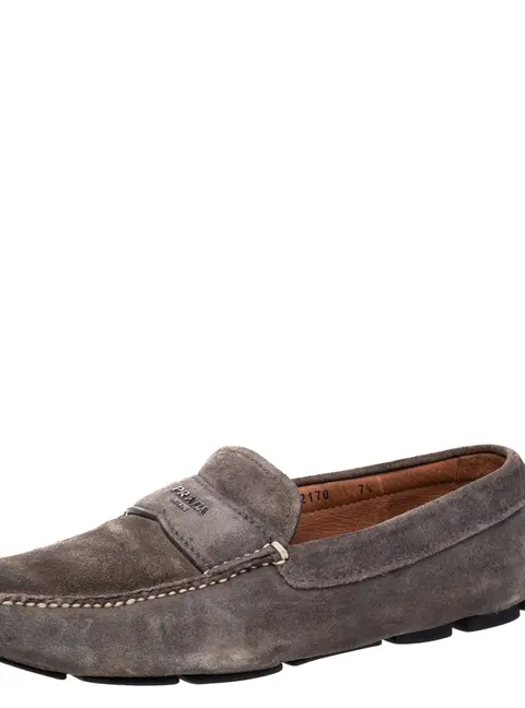 Prada Size 41.5 Grey Suede Loafers & Moccasins