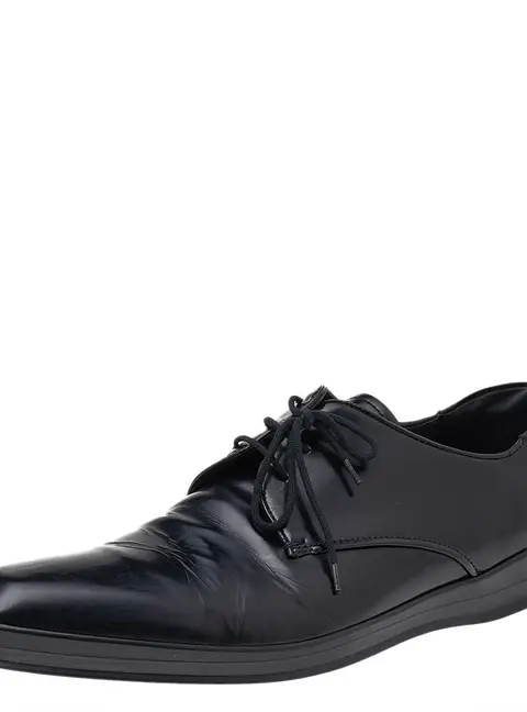 Prada Black Patent Leather Lace Up Oxfords Size 42