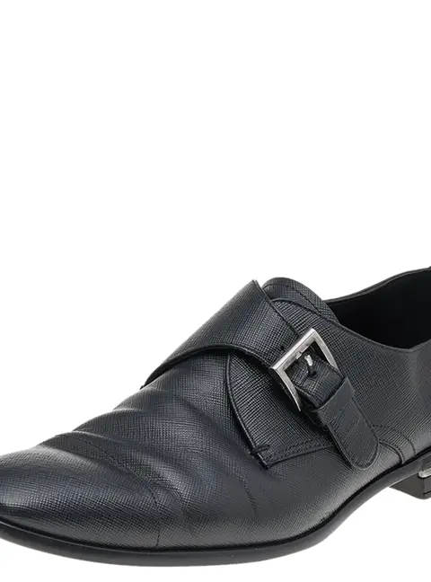 Prada Size 40.5 Black Saffiano Leather Loafers & Moccasins