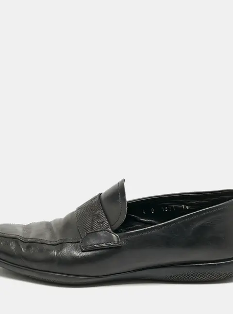 Prada Black Leather Penny Slip On Loafers Size 41.5