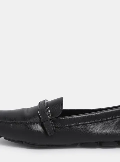 Prada Black Patent Leather Loafers Size 45