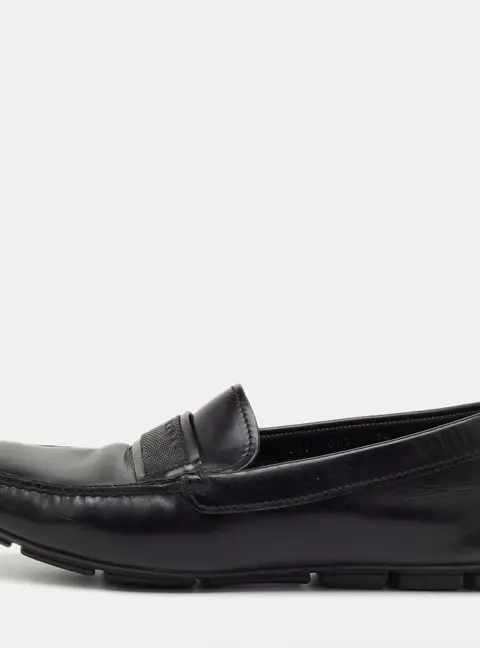 Prada Black Leather Slip On Loafers Size 41.5