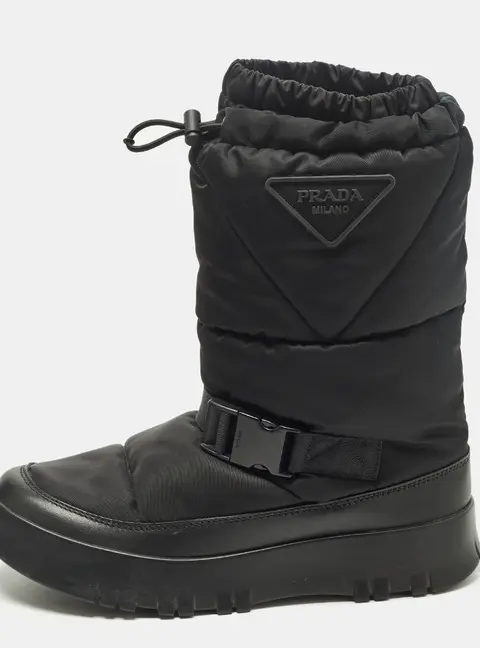 Prada Size 41.5 Black Nylon Snow Boots