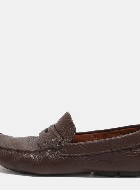 Prada Size 41.5 Brown Leather Penny Loafers