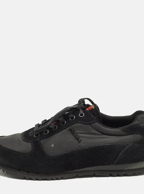 Prada Sport Size 41.5 Black Nylon and Suede Low Top Sneakers