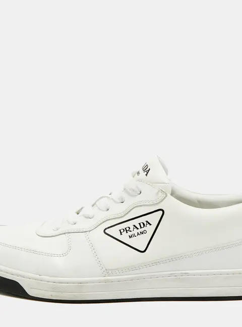 Prada Size 43 White Leather Low Top Sneakers