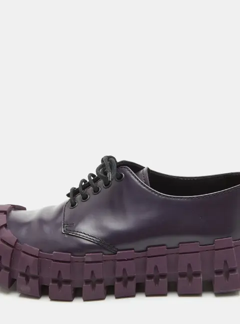 Prada Wheel Sole Size 42.5 Purple Brushed Leather Lace Up Derby