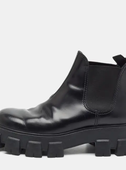 Prada Monolith Size 42 Black Leather Chelsea Boots