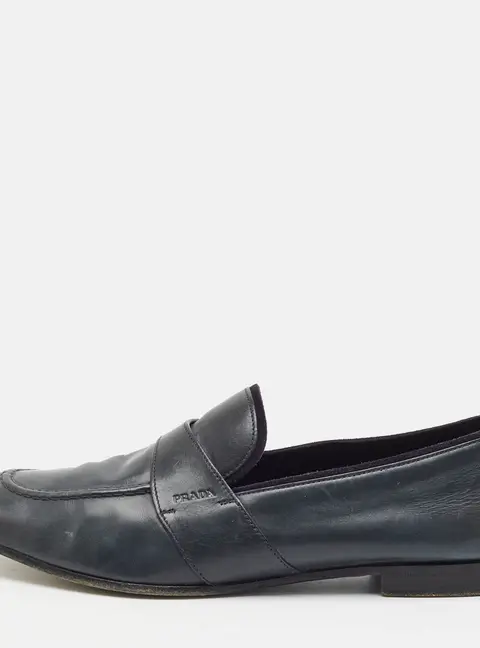 Prada Size 43 Black Leather Penny Loafers