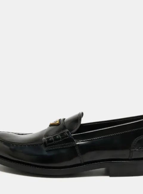 Prada Size 42.5 Black Leather Penny Loafers