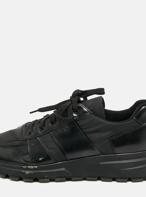 Prada Prax 01 Size 43 Black Leather and Nylon Lace Up Sneakers