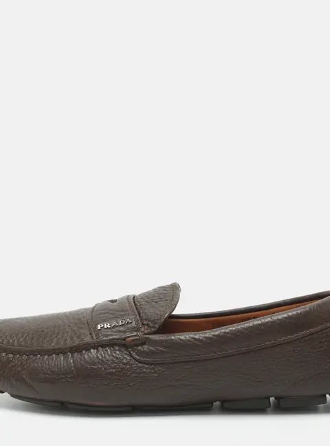 Prada Size 42.5 Brown Leather Loafers