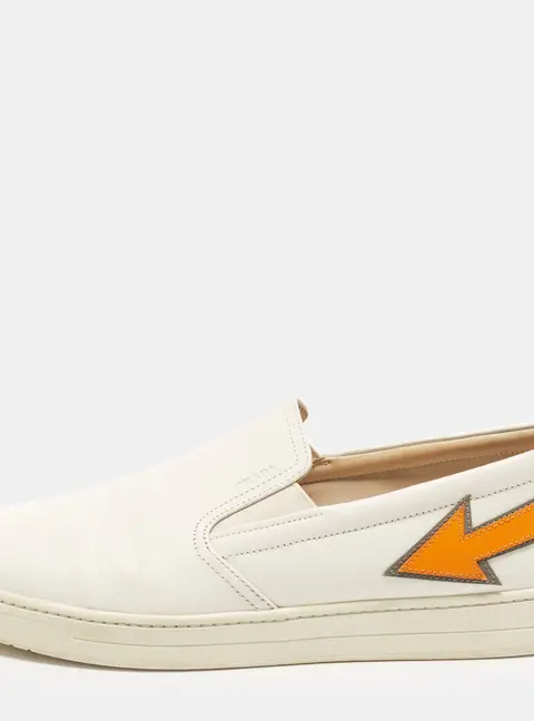Prada Linea Rossa Size 43 White Leather Slip On Sneakers