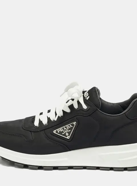 Prada New Avenue Size 43.5 Black Nylon Lace Up Sneakers
