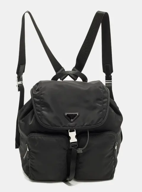 Prada Explore Drawstring Black Nylon Backpack