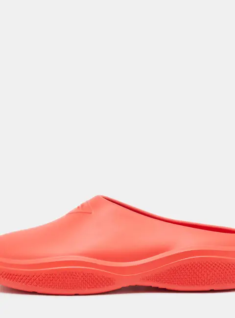 Prada Red Rubber Flat Mules Size 42