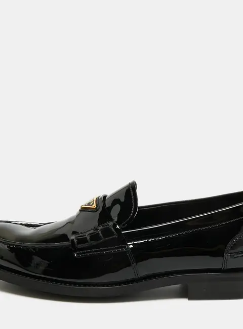 Prada Size 42.5 Black Patent Leather Penny Loafers